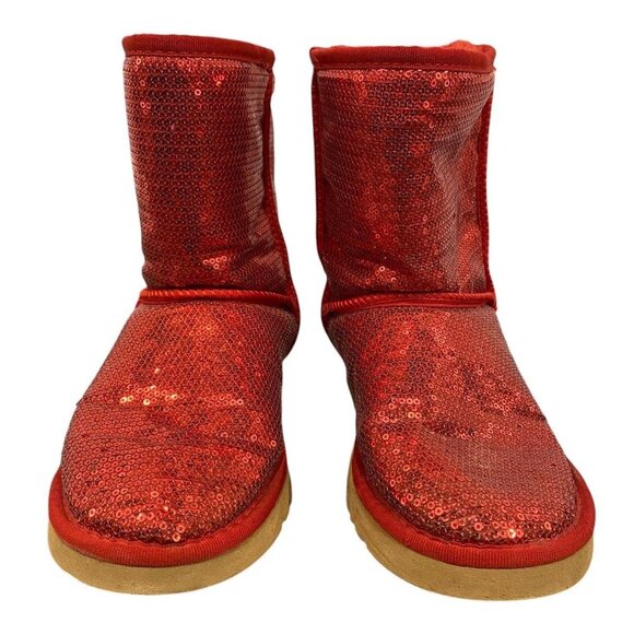 UGG Holiday Red Sequin Boots – Size 8 – Limited Edition Sparkle - Picture 8 of 15